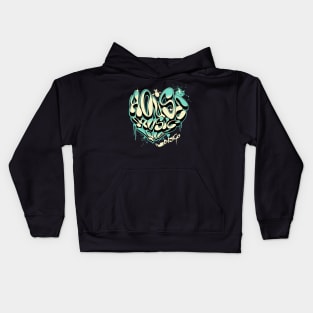 HOUSE MUSIC - Grafitti Love Heart (teal) Kids Hoodie